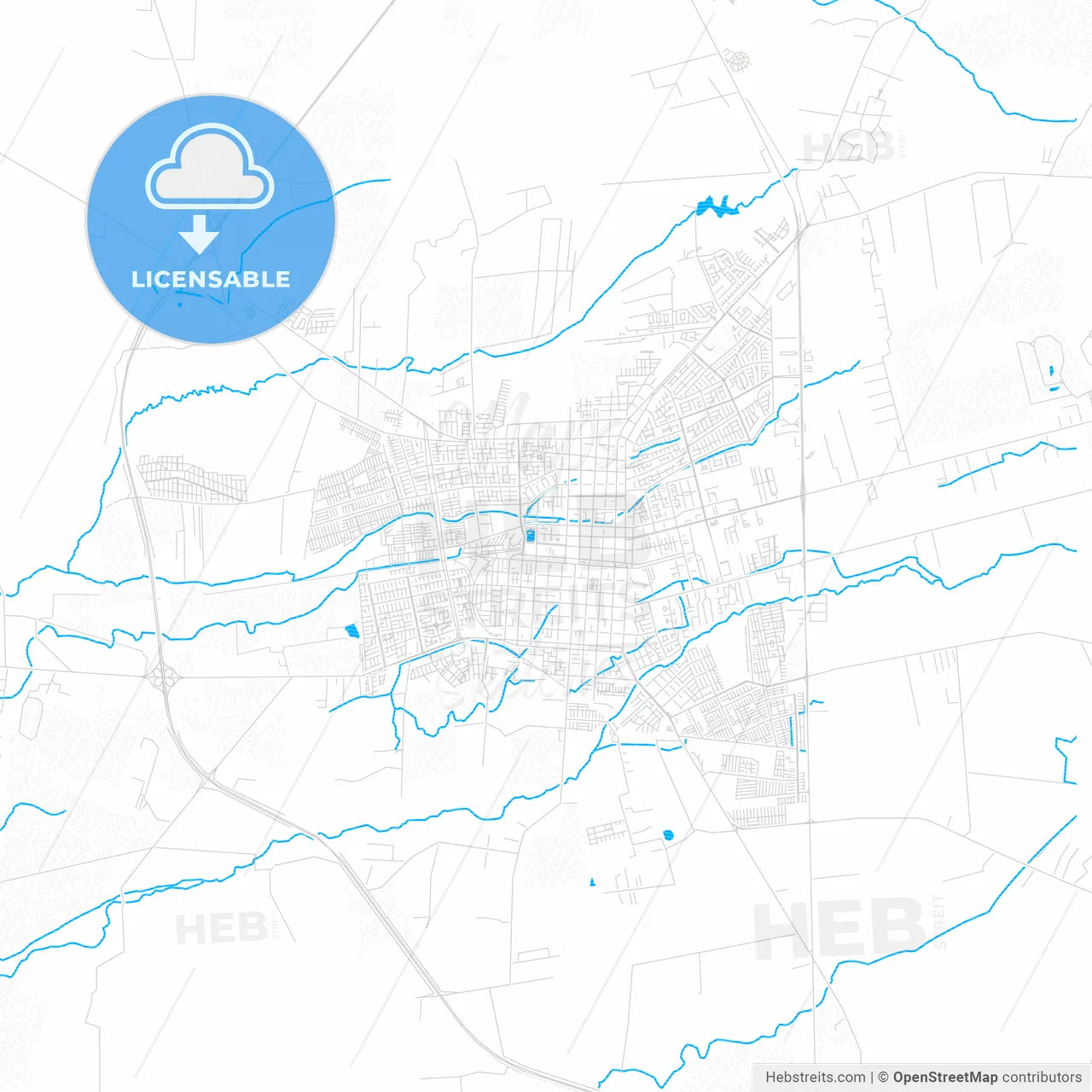 Los Angeles, Chile PDF vector map with water in focus