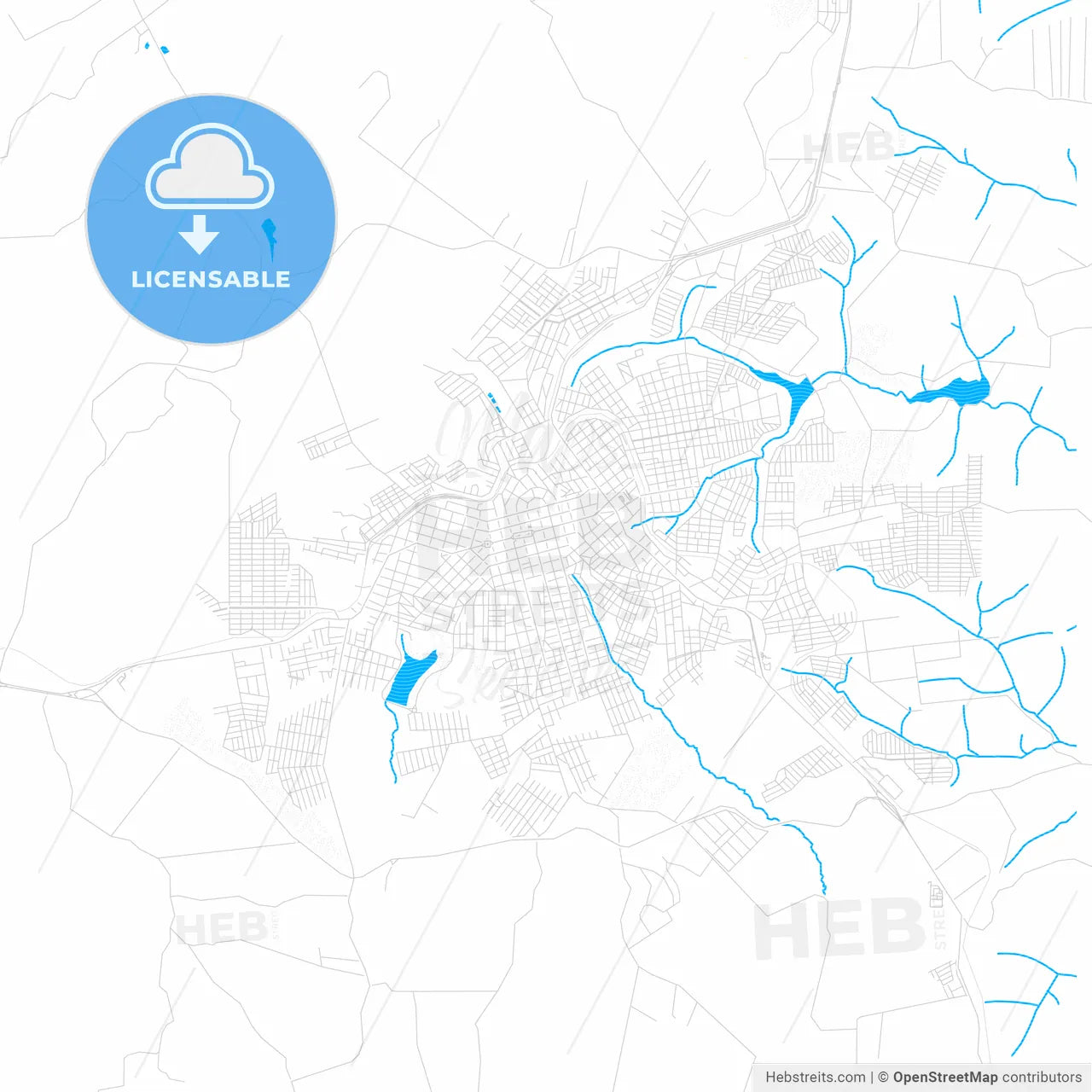 Apucarana, Brazil PDF vector map with water in focus
