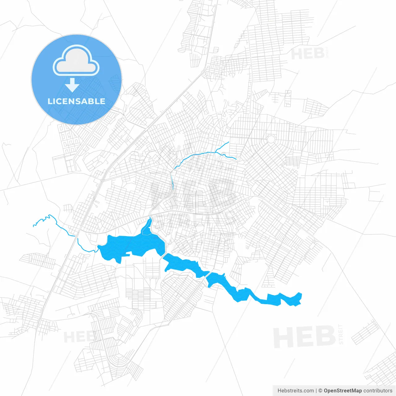 Araguaina, Brazil PDF vector map with water in focus