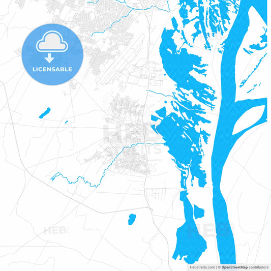 Malambo, Colombia PDF vector map with water in focus