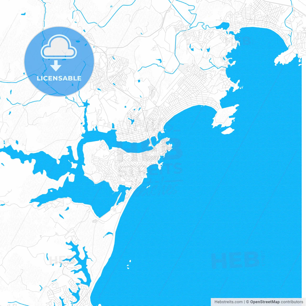 Guarapari, Brazil PDF vector map with water in focus
