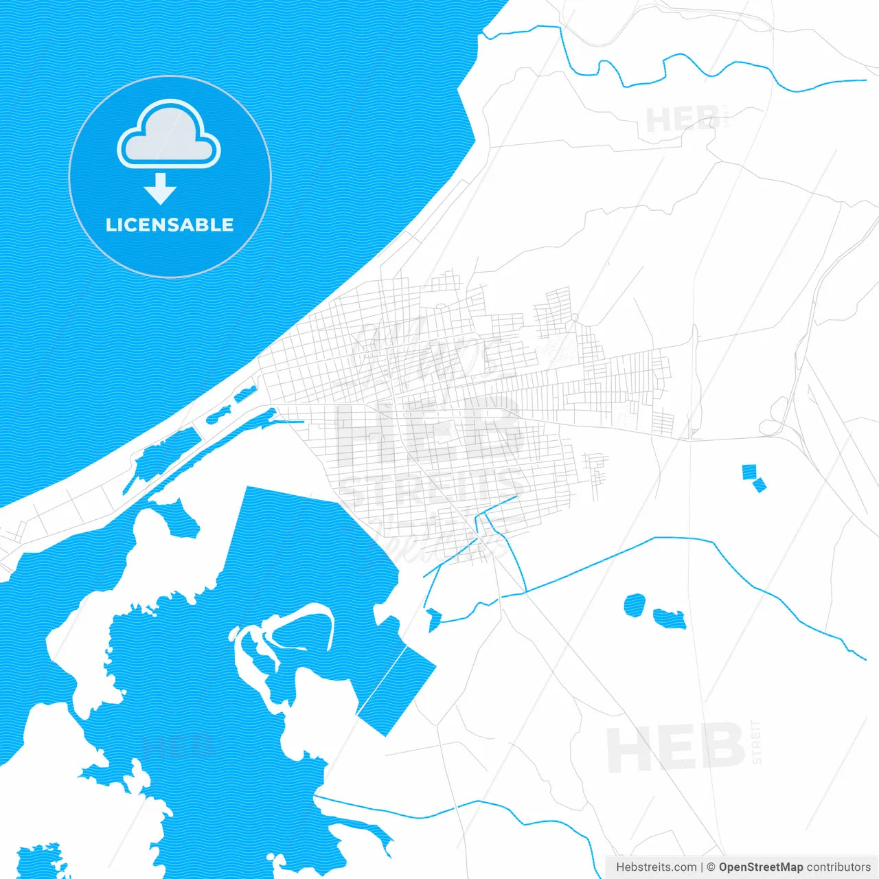 Cienaga, Colombia PDF vector map with water in focus