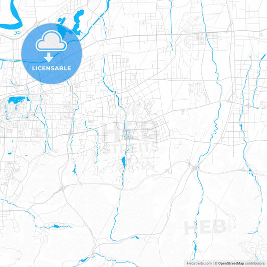 Jinan, China PDF vector map with water in focus
