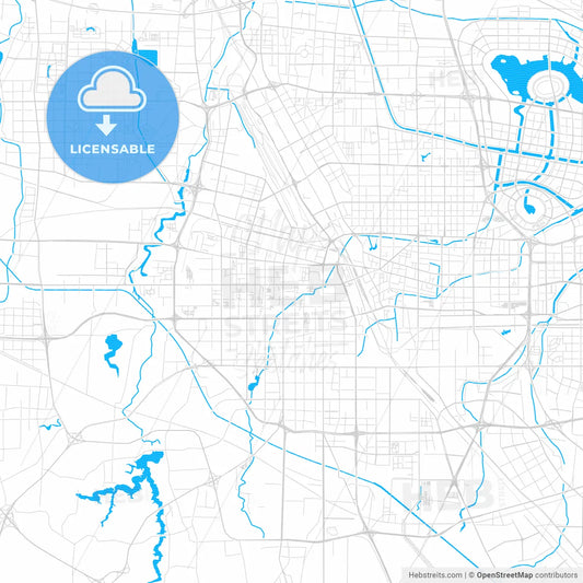 Zhengzhou, China PDF vector map with water in focus