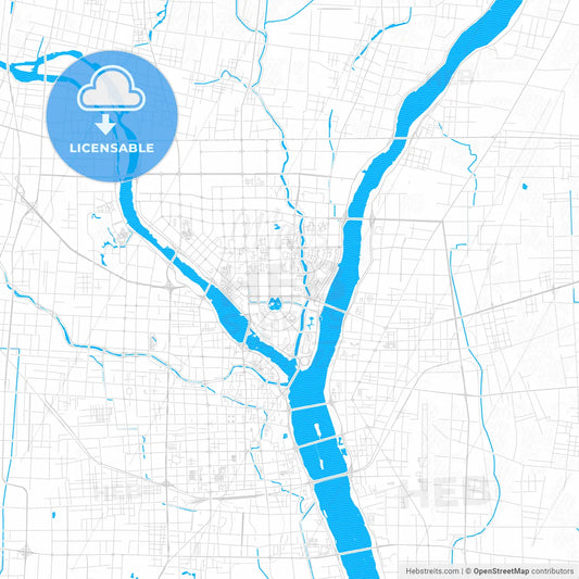 Linyi, China PDF vector map with water in focus