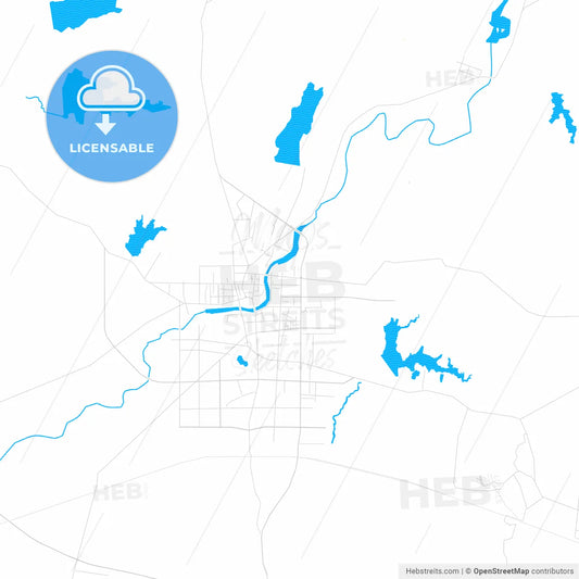 Zaoyang, China PDF vector map with water in focus