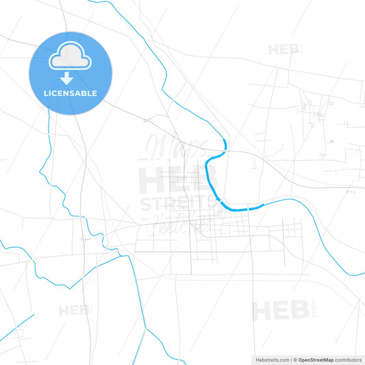 Xiangcheng, China PDF vector map with water in focus