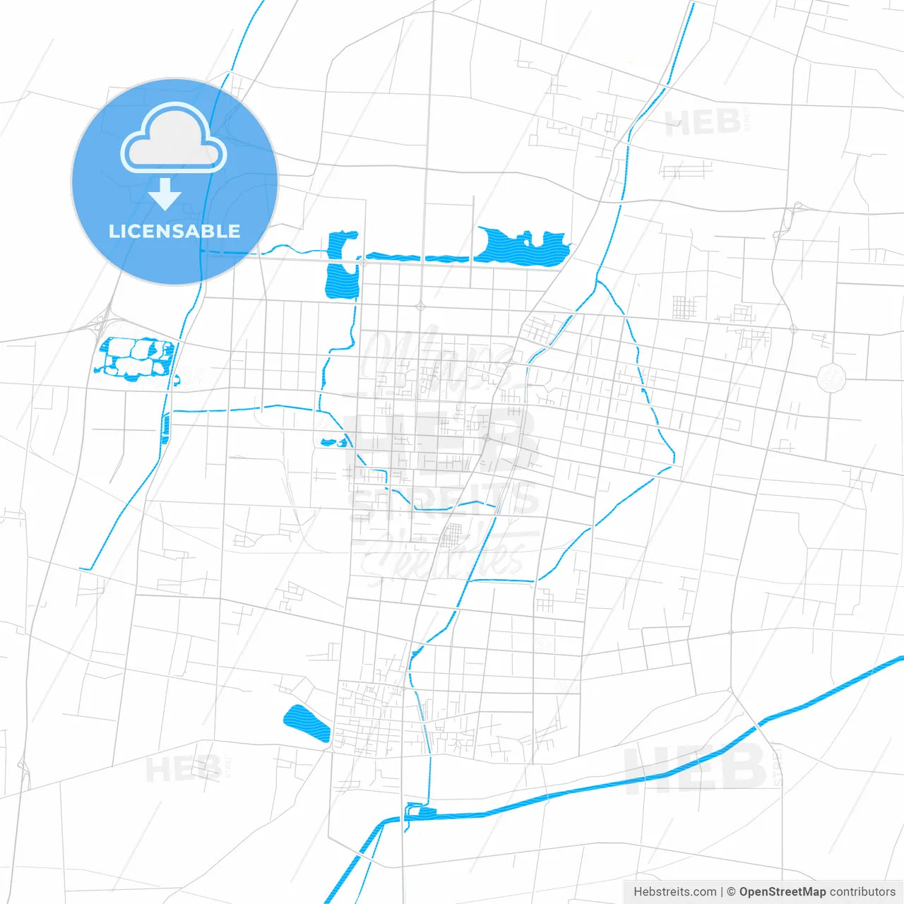 Puyang, China PDF vector map with water in focus