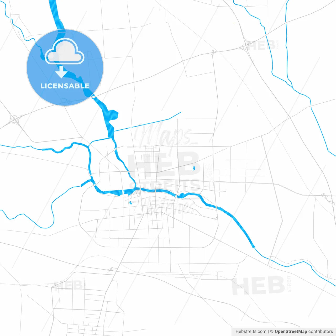 Zhoukou, China PDF vector map with water in focus