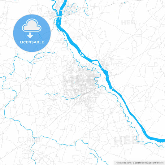 Erode, India PDF vector map with water in focus