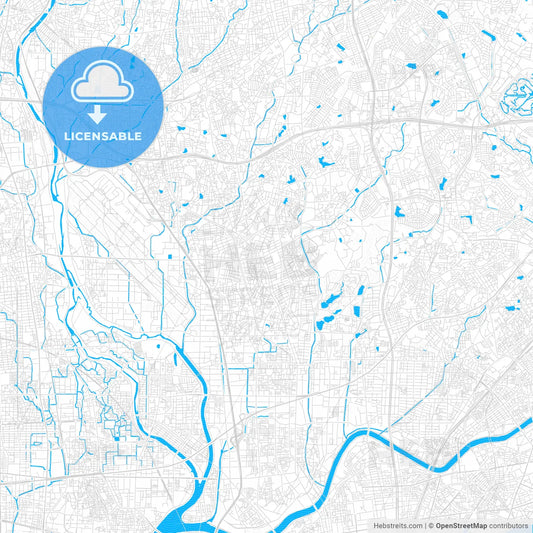 Toyonaka, Japan PDF vector map with water in focus
