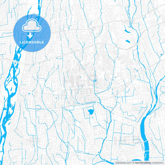 Iwata, Japan PDF vector map with water in focus