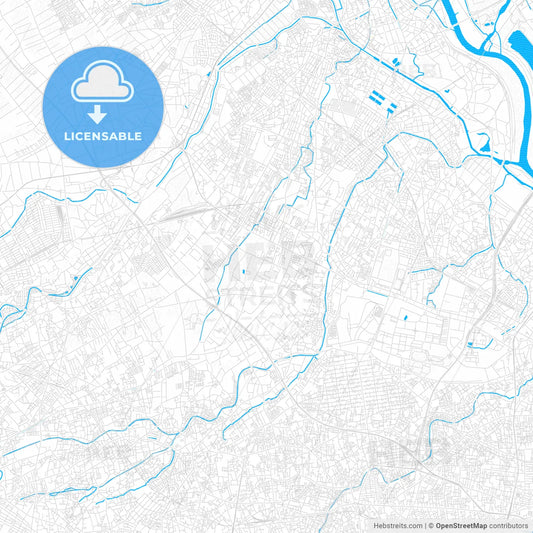 Niiza, Japan PDF vector map with water in focus