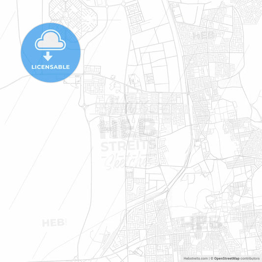 Al-Mubarraz, Saudi Arabia PDF vector map with water in focus