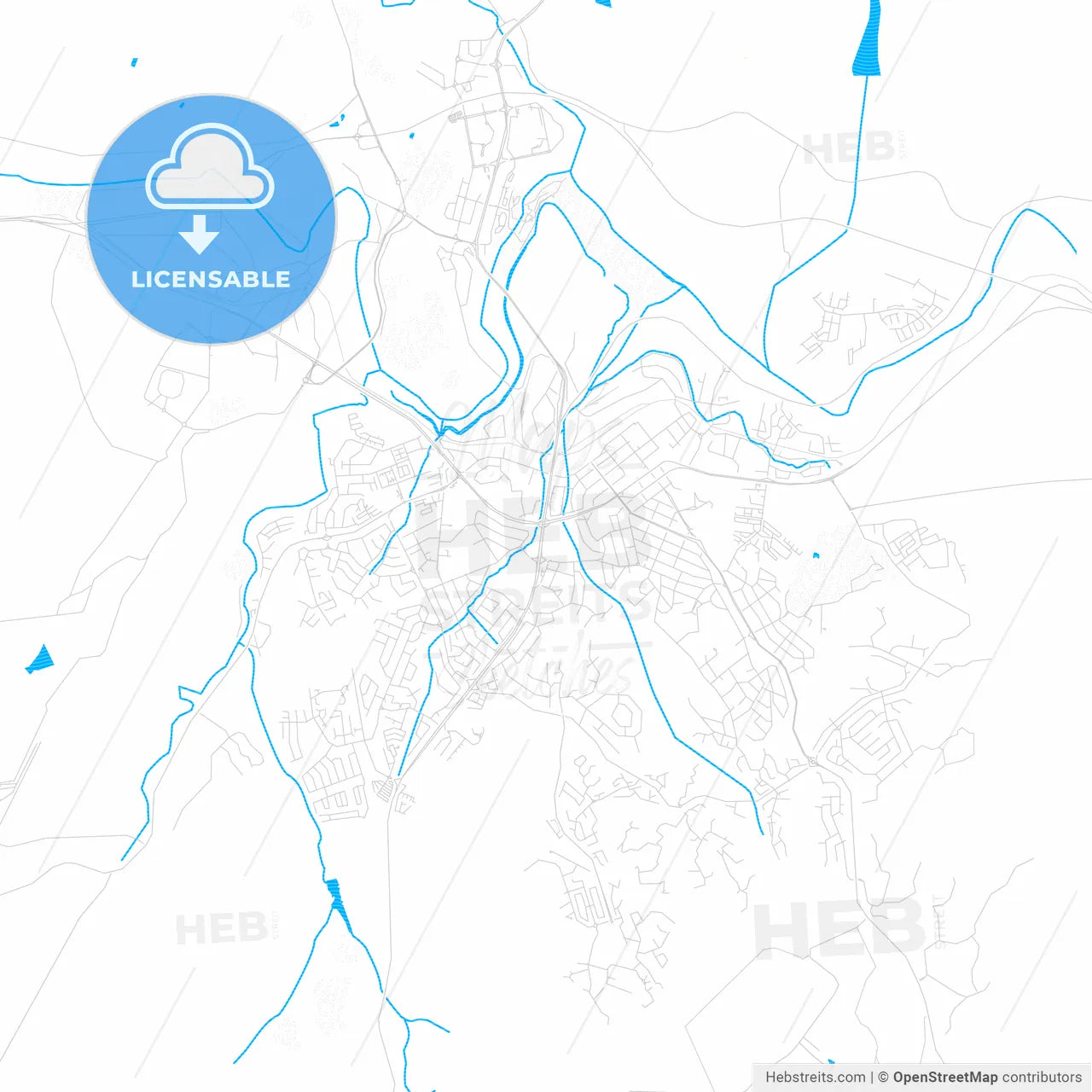 Nelspruit, South Africa PDF vector map with water in focus