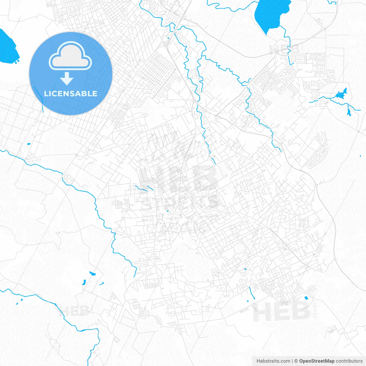 Vacoas, Mauritius PDF vector map with water in focus