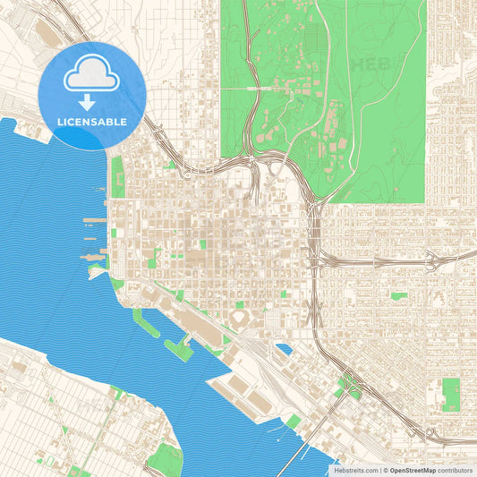 Street map of downtown San Diego, California