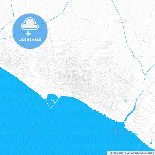 Gela, Italy PDF vector map with water in focus