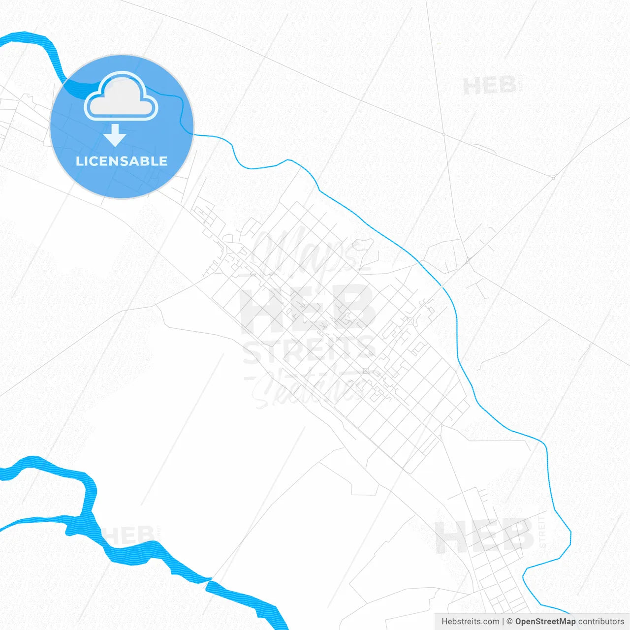 Alexandria, Romania PDF vector map with water in focus