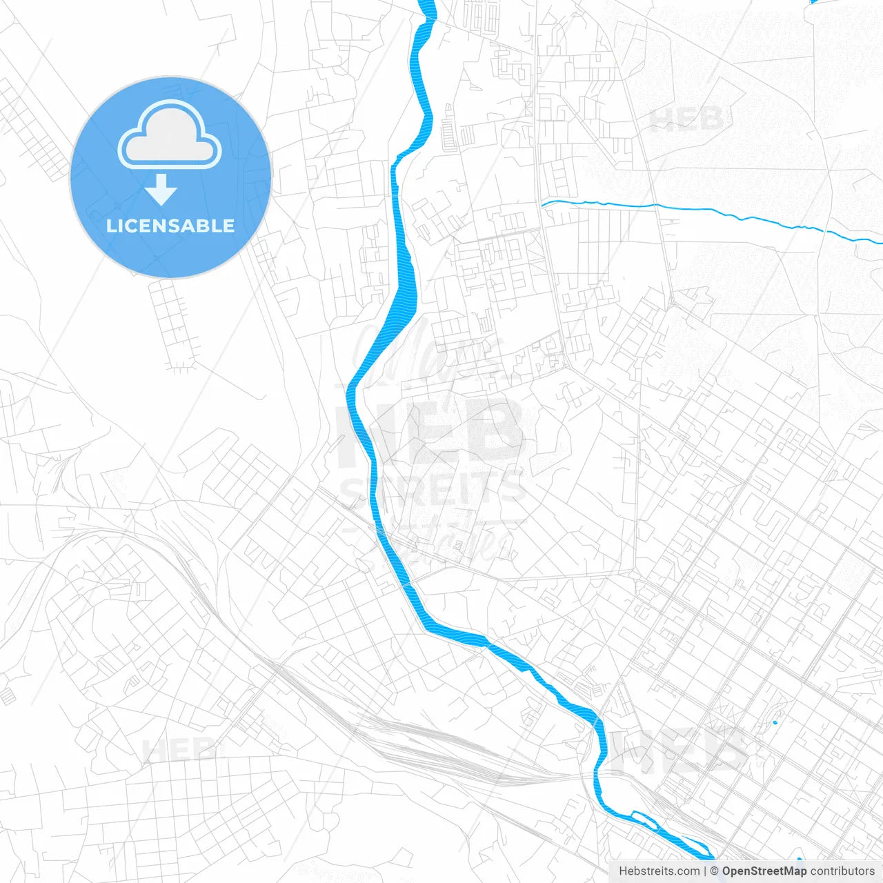 Chita, Russia PDF vector map with water in focus