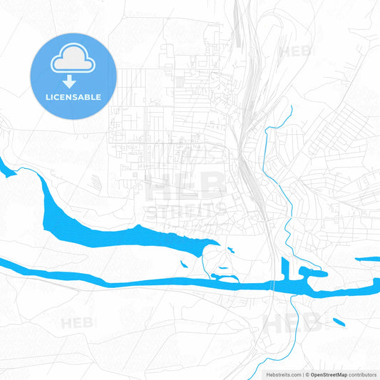 Liski, Russia PDF vector map with water in focus