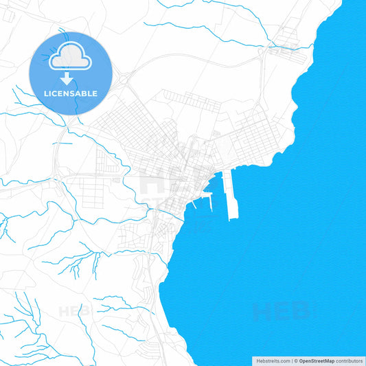 Puerto del Rosario, Spain PDF vector map with water in focus