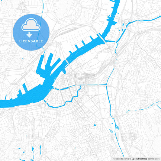 Gothenburg, Sweden PDF vector map with water in focus