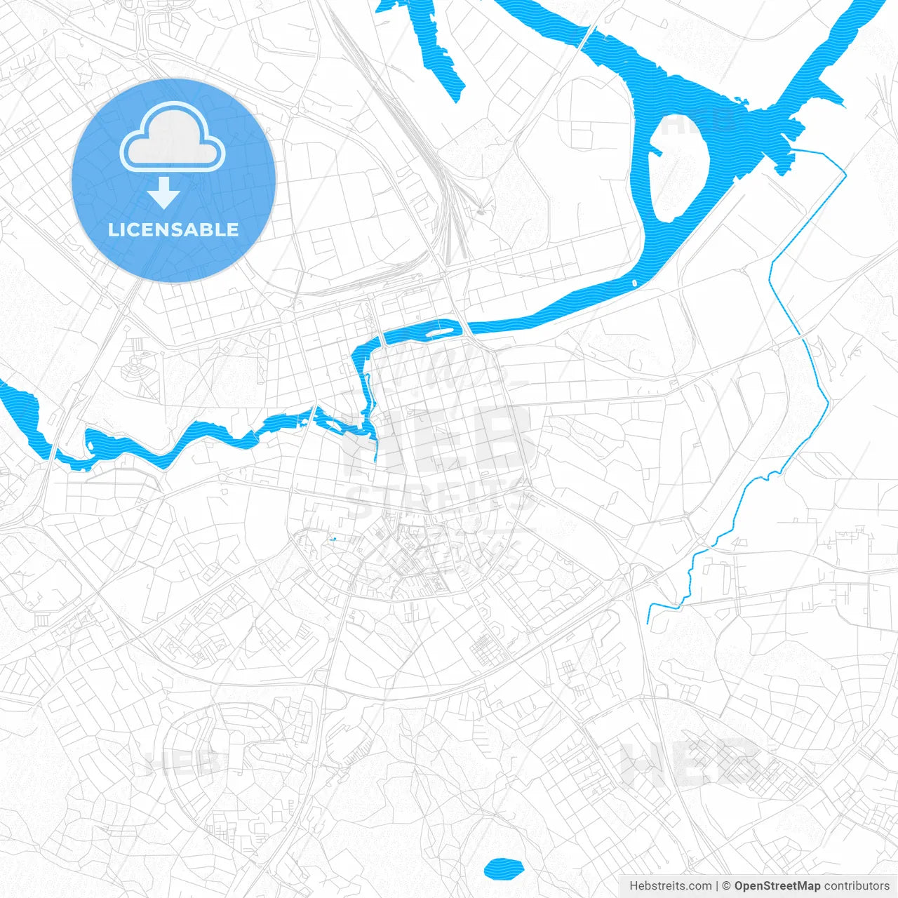 Norrköping, Sweden PDF vector map with water in focus