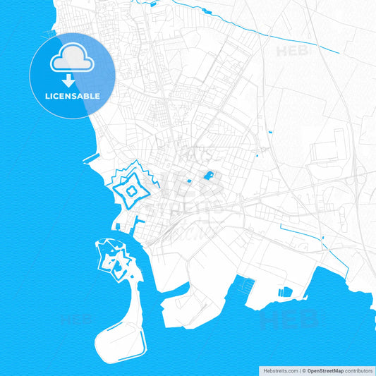 Landskrona, Sweden PDF vector map with water in focus