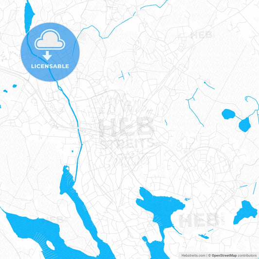 Åkersberga, Sweden PDF vector map with water in focus