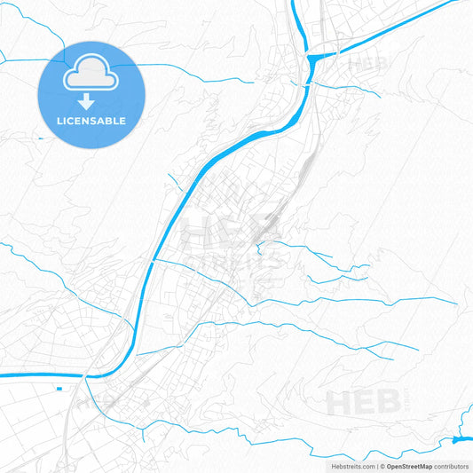 Bellinzona, Switzerland PDF vector map with water in focus