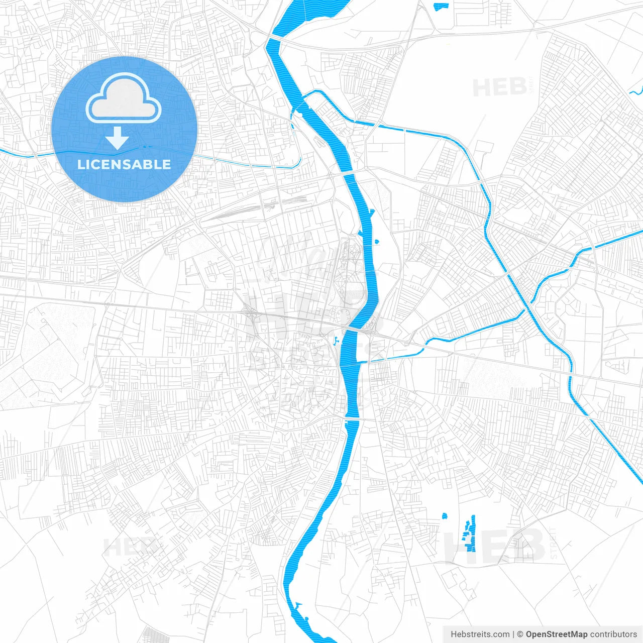 Adana, Turkey PDF vector map with water in focus