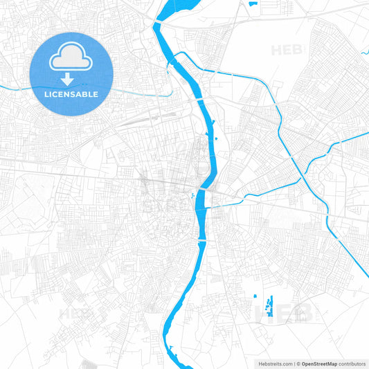 Adana, Turkey PDF vector map with water in focus