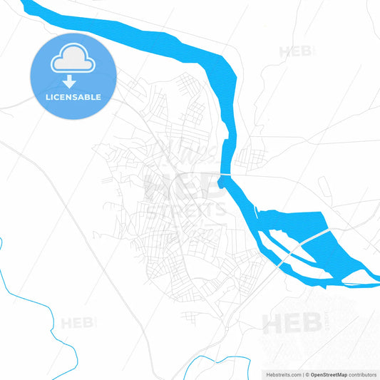 Cizre, Turkey PDF vector map with water in focus