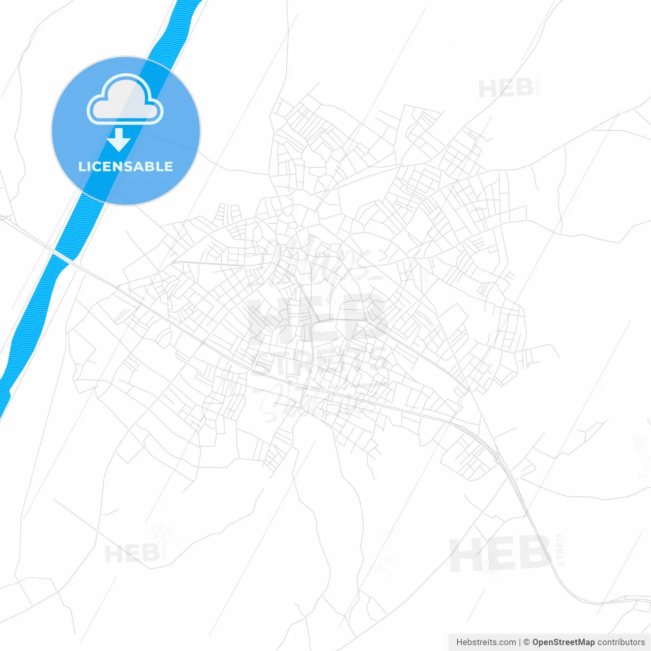 Bafra, Turkey PDF vector map with water in focus