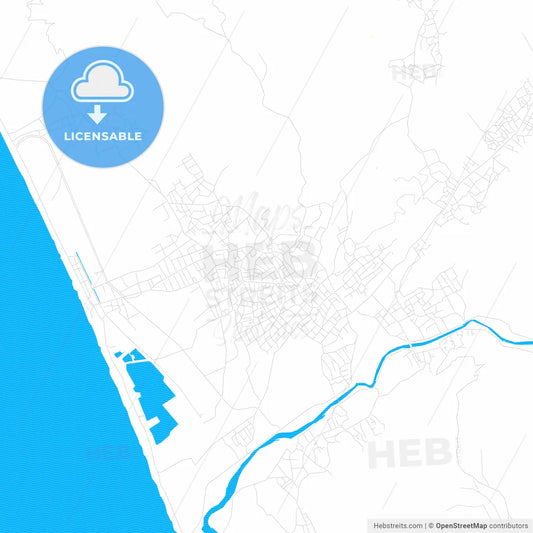 Samandağ, Turkey PDF vector map with water in focus
