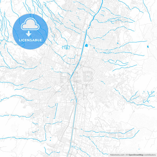 Medellin, Colombia PDF vector map with water in focus