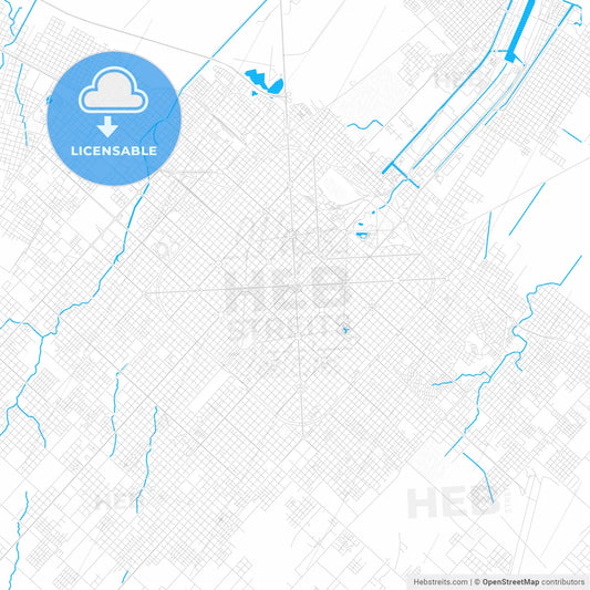 La Plata, Argentina PDF vector map with water in focus
