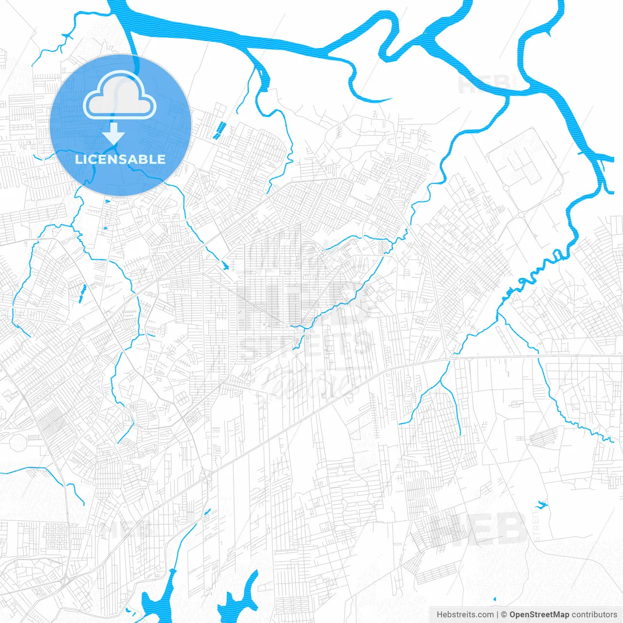 Ananindeua, Brazil PDF vector map with water in focus