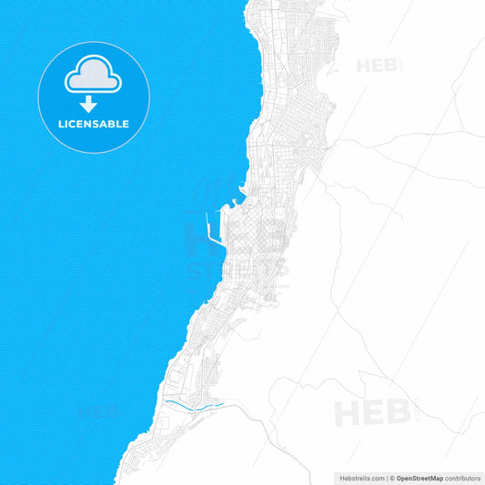 Antofagasta, Chile PDF vector map with water in focus