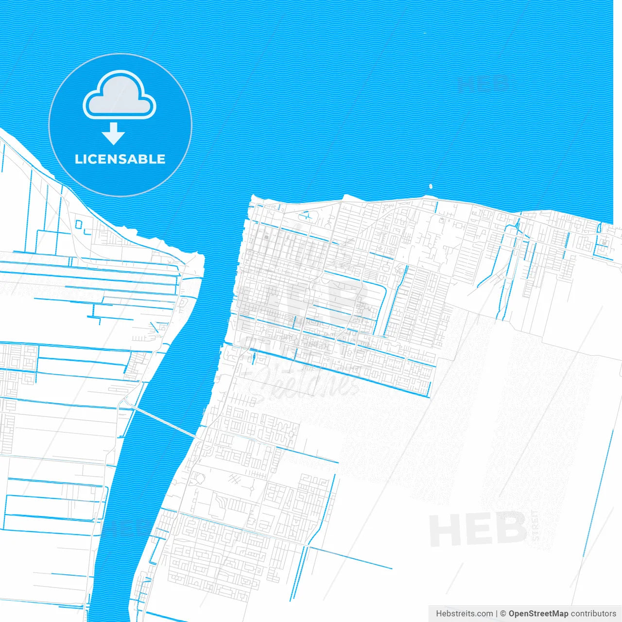 Georgetown, Guyana PDF vector map with water in focus