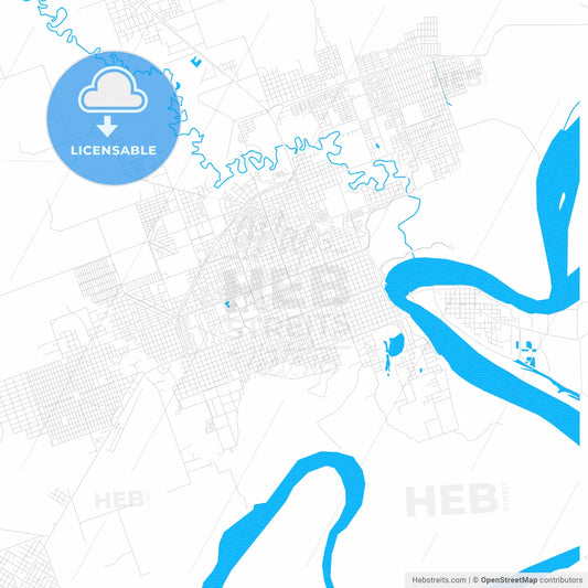 Formosa, Argentina PDF vector map with water in focus