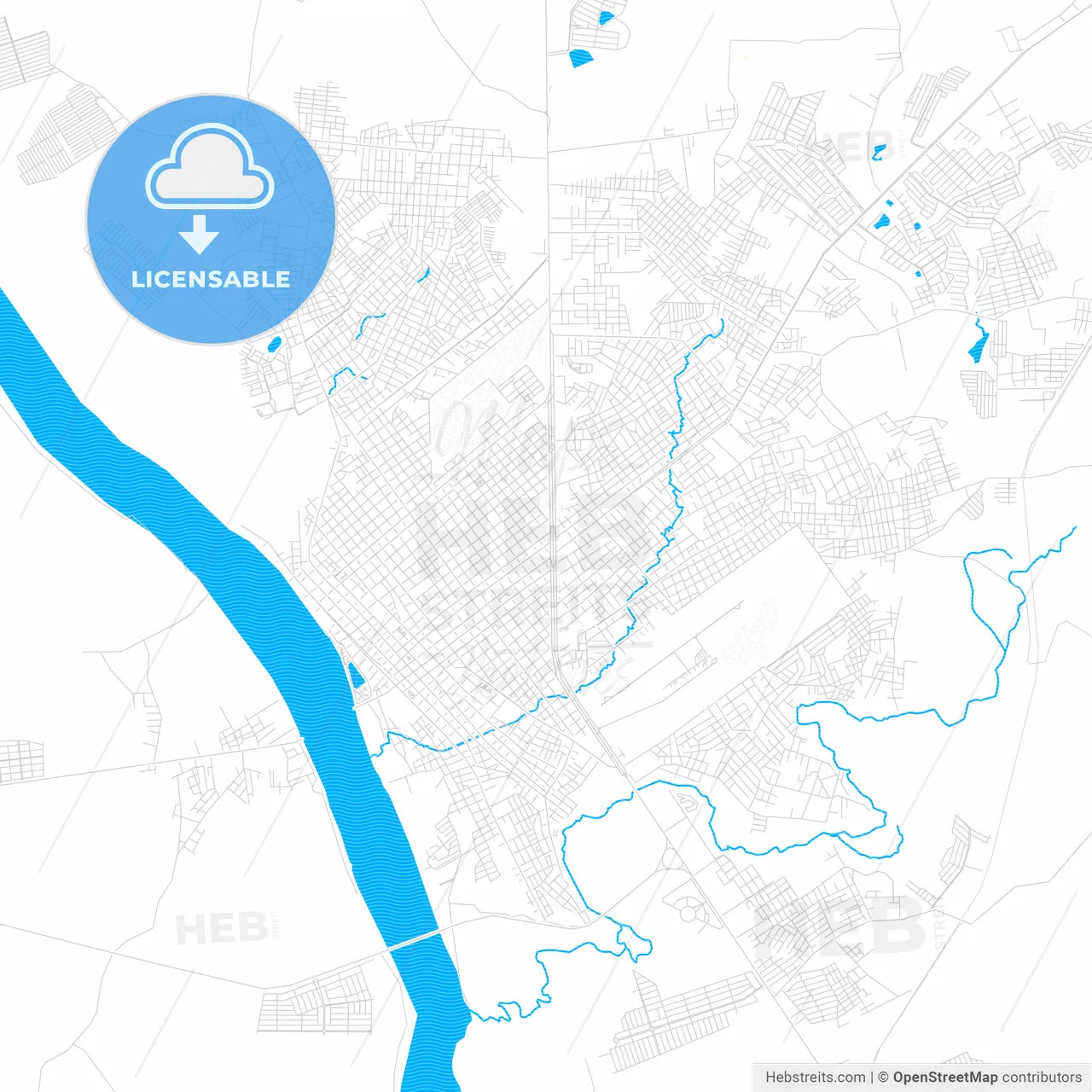 Imperatriz, Brazil PDF vector map with water in focus
