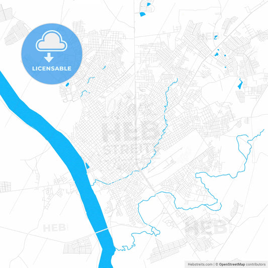 Imperatriz, Brazil PDF vector map with water in focus