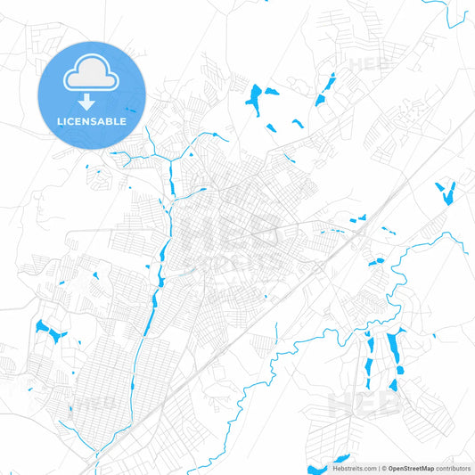 Indaiatuba, Brazil PDF vector map with water in focus