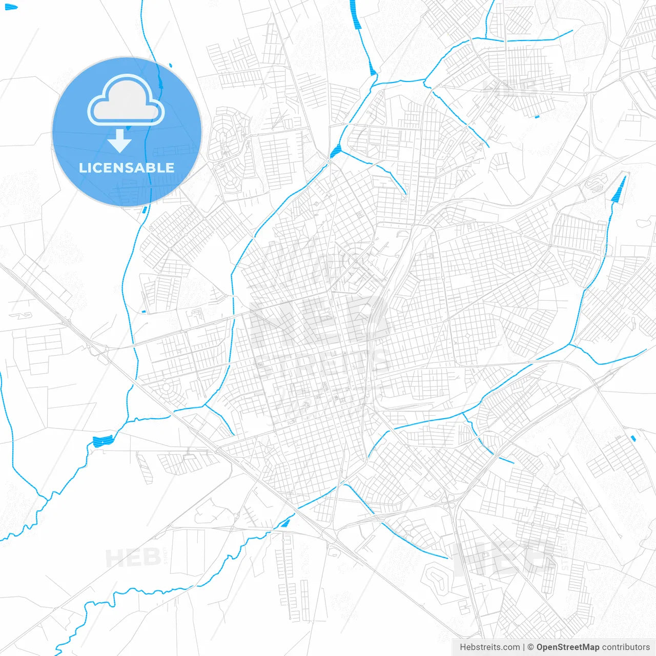 Araraquara, Brazil PDF vector map with water in focus