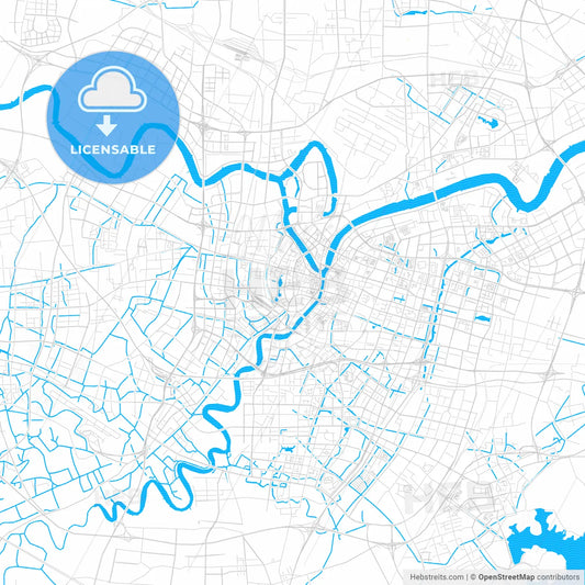 Ningbo, China PDF vector map with water in focus