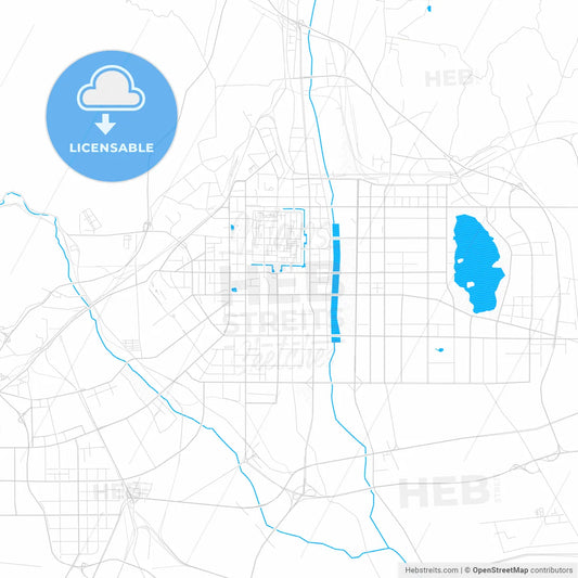 Datong, China PDF vector map with water in focus
