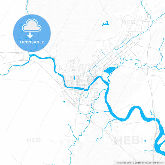 Linhai, China PDF vector map with water in focus