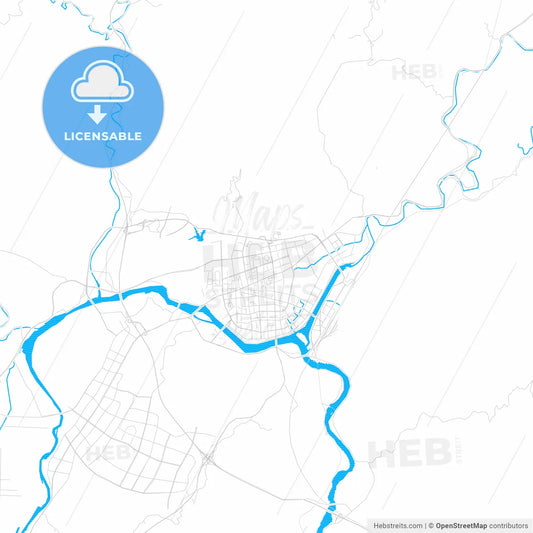 Lishui, China PDF vector map with water in focus